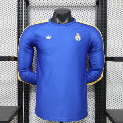 2026 S-3XL Real Madrid Blue Casual Retro Long Sleeve